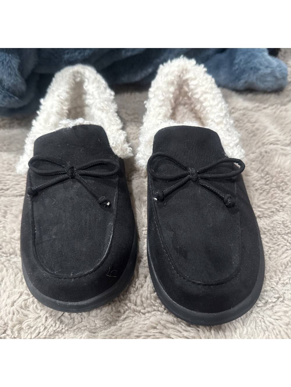 VIONIC Claribel , sz 6, Faux Fur Lined Slippers Indoor/Outdoor Shoes - Black